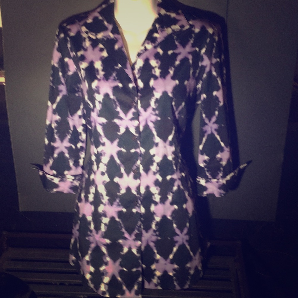 Lafayette 148 New York Tie-dyed button down top